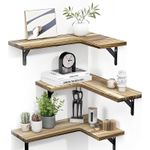 Set of 3 Corner Floating Shelves Wall Mounted for Home Decor, Office, Bedroom, Laundry Room