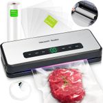 YUUIKLLE Vacuum Sealer Machine Built-in Bag Roll Storage and Cutter,Fast-Compact Food Sealer,Multi-Functional Food Vacuum Saver&amp;Wide Seal,With1 Bag Roll&amp;20pcs Pre-cut Bags