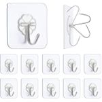DYXDYC 12 Pack Wall Hooks for Hanging 33lb(Max) Heavy Duty Self Adhesive Hooks Transparent Waterproof Sticky Hooks for Keys Bathroom Shower Outdoor Kitchen Door Home Improvement Utility Hooks