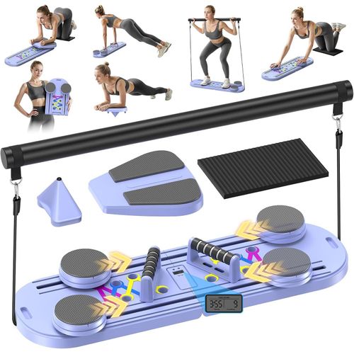 TodyJeyHo Pilates Board, Foldable Pilates Reformer Equipment with Timer, 7-in-1 Multi-Purpose Portable Pilates Reformer Machine Home Pilates Kit for Home Workout, Fitness, Exercise, Abs, Core Equipment