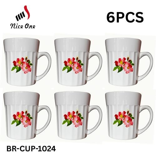 Nice One Set of 6pcs 250ML High Quality Porcelain Cups Tea Milk Coffee Mugs (BR-CUP-1024)