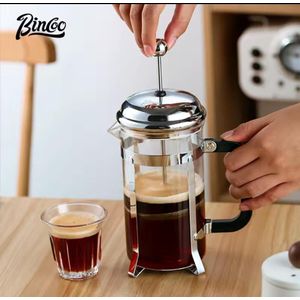 French press coffee maker with 3-level filtration system