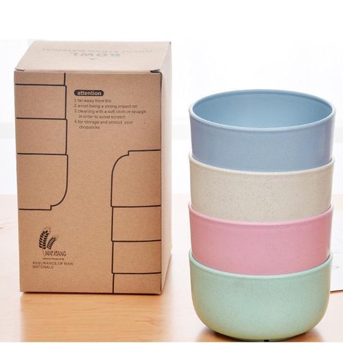 Household 4pcs Bowl Wheat Straw Environmental Protection Bowl Dinner plate Noodle Kitchen &amp; Dining room appliances Plates