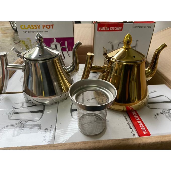 YUE KE Stainless Steel Tea Pot with Infusion Set, Very Suitable for ADT Flowers, Stove Coffee Pot, Safe- 2L