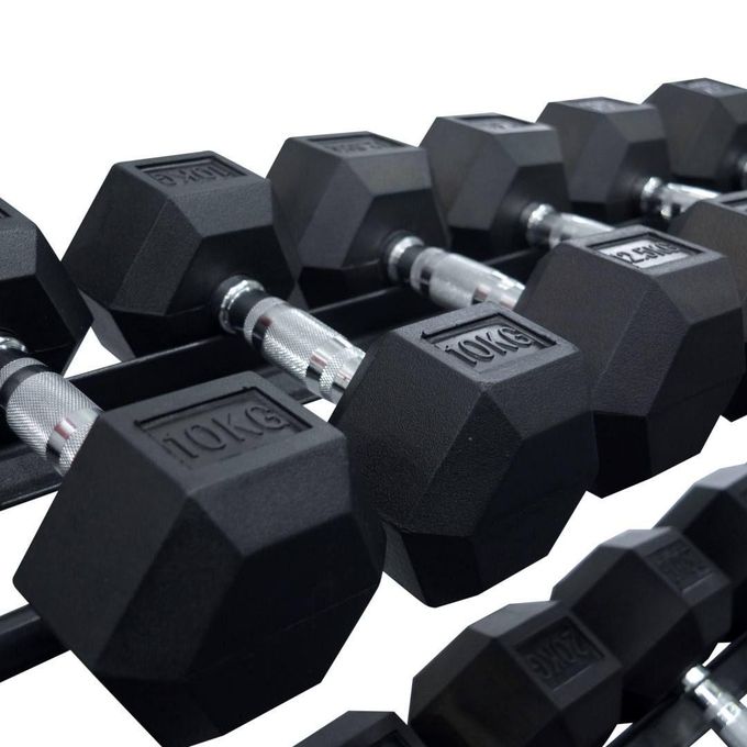 Rubber Coated Hexagon Dumbells Set