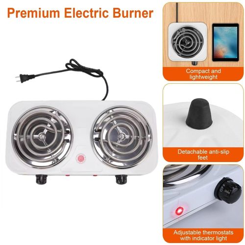 1500W Double Hot-plate Electric Frying Pan - Multifunctional Kitchen Utensil - White