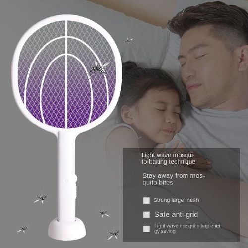 2-in-1 Electric Mosquito Swatter &amp; Lamp – Rechargeable Insect Repellent with Triple Safety Mesh, LED Indicator, Anti-Shock Design for Night Use
