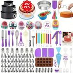 492-Piece Cake Decorating Set - Rotating Turntable, Reusable Piping Bag