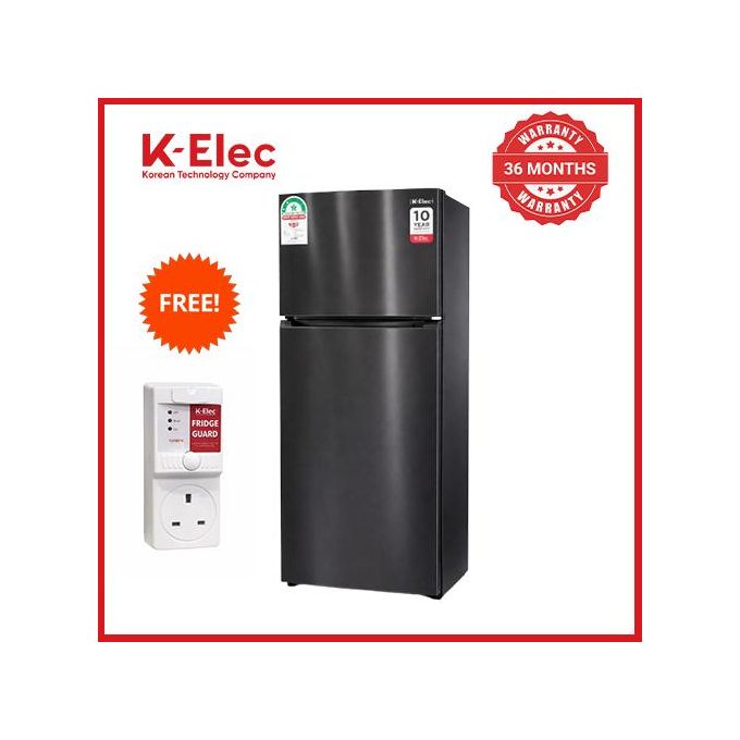 K-Elec Compact 247-Litres Top Mount Frost Free Double Door Refrigerator With Ice Cube Tray Model - KR40-TM-NFC-KBI-Black(36Months Warranty)+ Free Fridge Guard