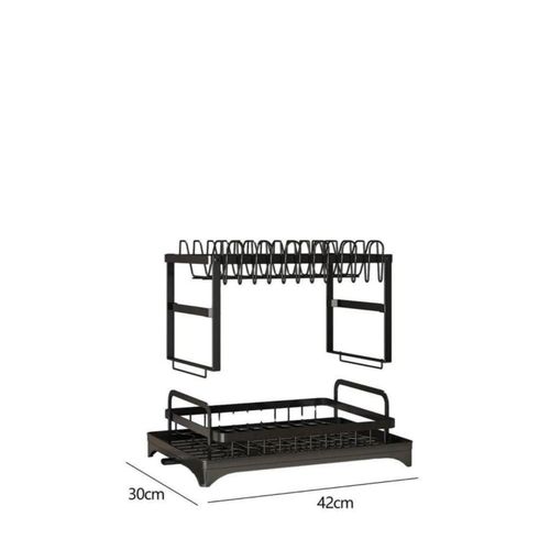2 tier stainless steel black dish drying rack