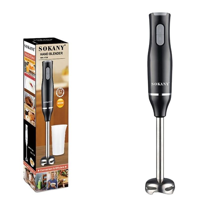 Sokany  4-in-1, 2 Speeds Handheld Immersion Hand Blender Set with Mixing Beaker Chopper Whisk for Smoothies Baby Food Soups