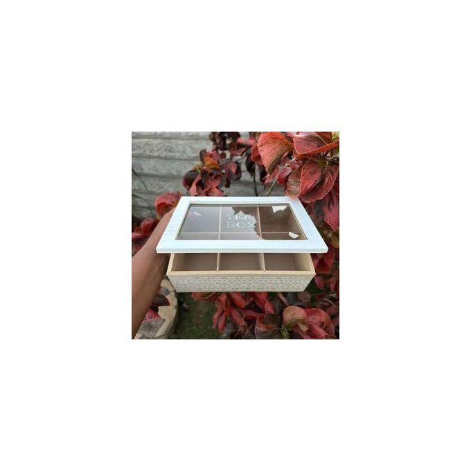 Classic Bamboo Tea Bag Storage Teabag Organizer With Cover