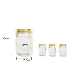 Reusable Mason Jar Zipper Bags - Leakproof Food Storage Pouches for Snacks &amp; Travel Essentials
