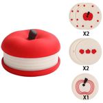 General 5pcs Red Apple-Shaped Non-Slip Silicone Coasters - Heat-Resistant Cute Household Drink Coaster Pads