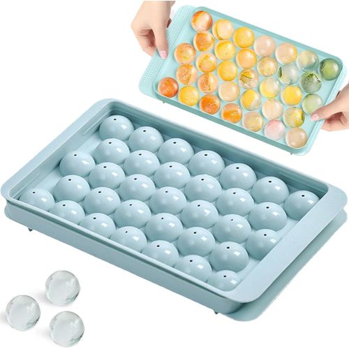 33 Grids Ice Cube Trays, Round Diamond Silicone Molds, Food-Grade Plastic Refrigerator Storage Boxes, Food Safety Contact-Kitchen Tool Accessories Molds