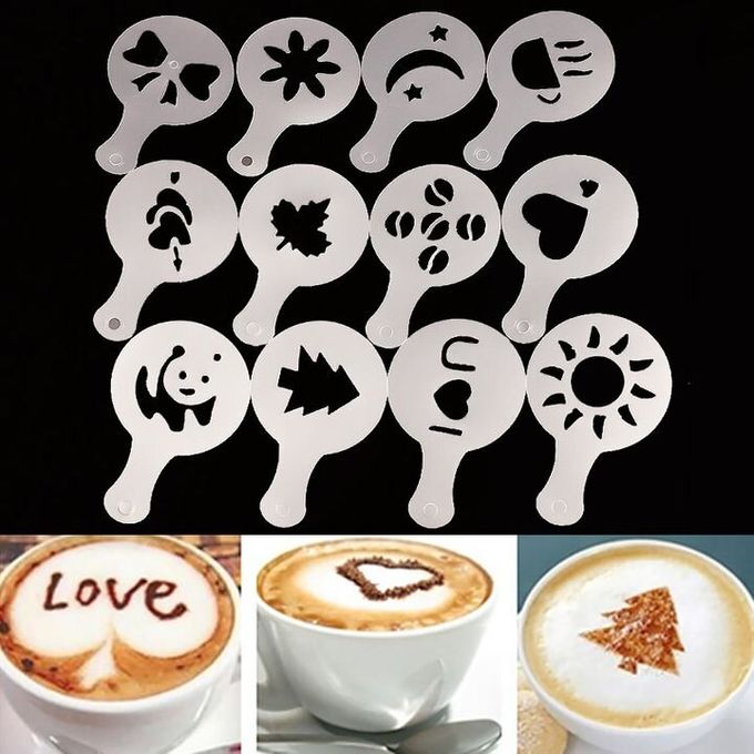 16Pcs/Set Coffee Printing Flower Model Cafe Latte Cappuccino