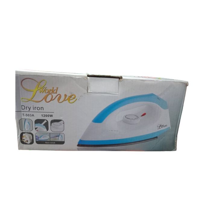 Stainless Dry Iron Electric Iron with Non-Stick Soleplate 1200W - White/Blue