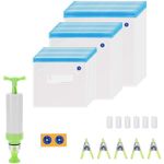 Inkbird Reusable Vacuum Storage Bags 3 Sizes with Hand Pump for Food Storage
