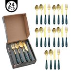 24-piece Stainless Steel Knife, Fork And Spoon Cutlery Set (gold)