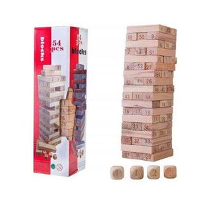 Blocks 54-Piece Classic Wooden Jenga Building Block Balancing Game For Kids, Adults, And Family Game Nights
