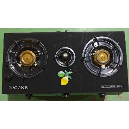IPCONE 3 Burner Gas Cooker Auto Ignition Glass Top Table Cooker Low Gas Consumption