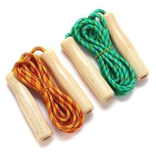Green Skipping Rope With Wooden Handle
