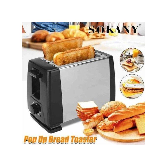 Sokany Stainless Steel Pop Up Toaster - 2 Slice For Toasting Breads, Waffles