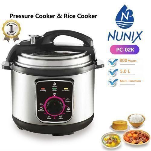 Nunix 5ltrs Electric Pressure Cooker And Rice Cooker PC-02K Multi-function Pressure Cooker With 800watts