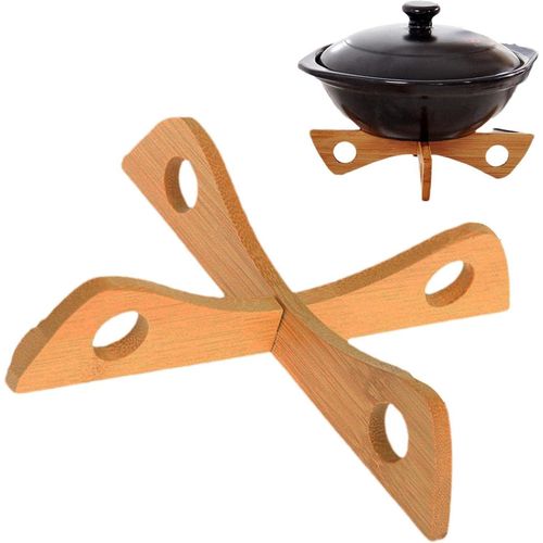5 PCs Detachable Bamboo Trivet Hot Pads for Pots and Dishes Cross-Style Heat Resistant Kitchen Counter Rack Pot Holder for Hot Dishes Reversible Pot Holder Detachable Table Trivets