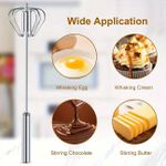 KnMn 32x7 CM Stainless Steel Egg Whisk Hand Push Rotary Whisk Blender Milk Frother Baking Tools