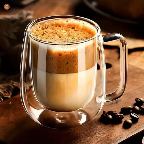 KnMn 2PCS 350ML 12OZ Double-Walled Insulated Glass Coffee Mugs with Handles
