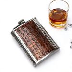 8 Oz Portable Whiskey Flask for Men -Leather Stainless Steel Leak Flask for Outdoor/Travel