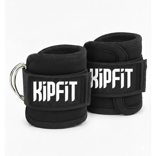 KipFit Black Ankle Straps (Pair) For Cable Machine Kickbacks, Glute Workouts, Lower Body Exercises - Adjustable Leg Straps with Neoprene Padding
