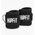 KipFit Black Ankle Straps (Pair) For Cable Machine Kickbacks, Glute Workouts, Lower Body Exercises - Adjustable Leg Straps with Neoprene Padding