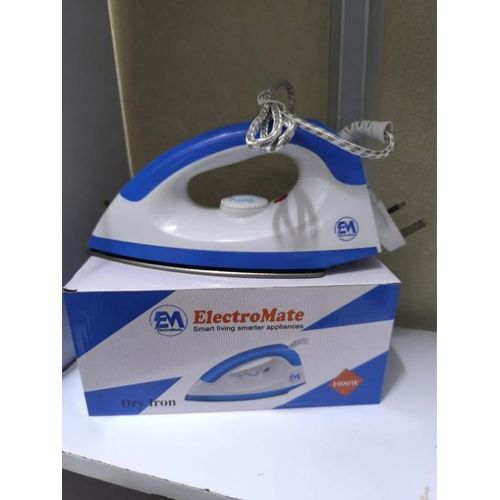 ElectroMate Dry Electric Iron Box – 1000W Lightweight Iron with 5-Gear Temperature Control &amp; Non-Stick Soleplate