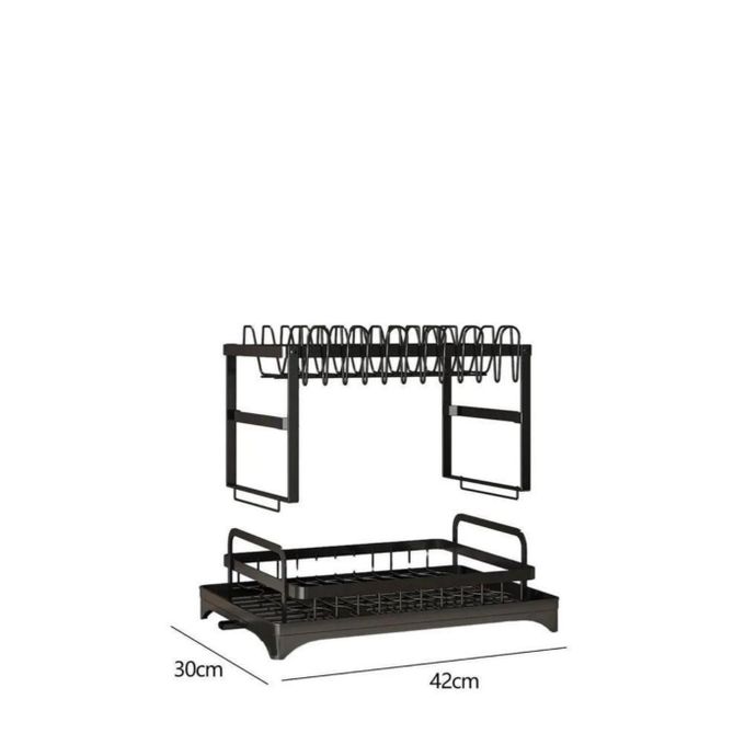 2 tier stainless steel black dish drying rack