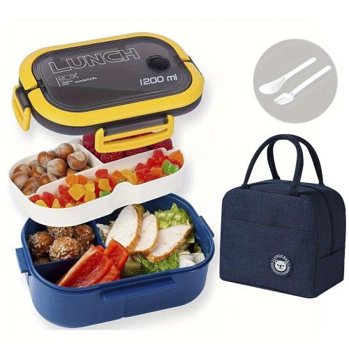 Leak proof lunch boxes and handbags with hidden handles for children and adults, perfect for schools, offices, and outdoors (blue)