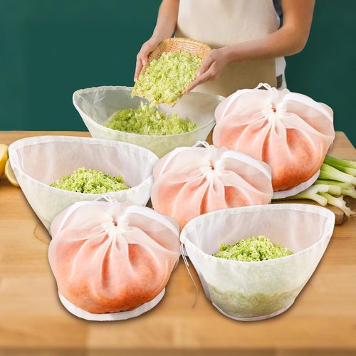 6PCS Cheese Cloths Bag For Straining, Nut Milk Bag - Reusable Straining Bags for Vegetable, Soy Milk, Dumpling Fillings,Squeeze Bags for Straining Oat Milk, Celery Juice Nut