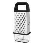 4-Sided Cheese Grater with Container – 100% BPA-Free Stainless Steel Box Grater, Parmesan Shredder, Vegetable Slicer, Slip-Resistant Handle, Dishwasher Safe Zester – Black