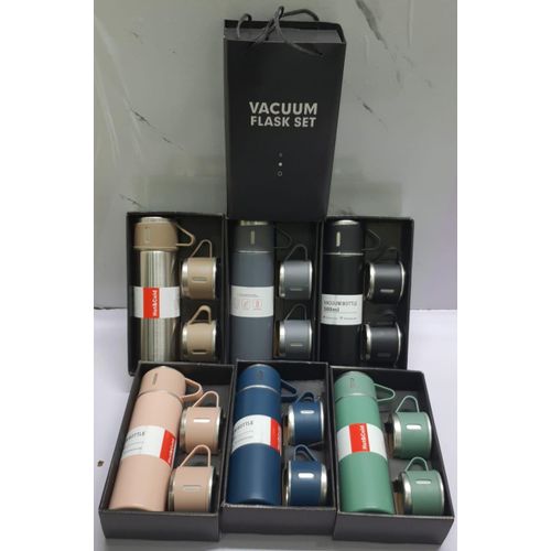 Double Wall Double Thermocup Vacuum Flask Gift Set Plus 2 Exra Cups