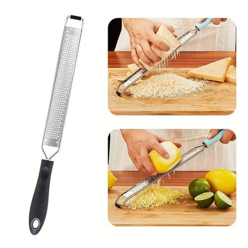 Zester Grater for Lemon Cheese, Pro Citrus &amp; Cheese Zester, Kitchen to Bar Essential with Comfy Black Handle