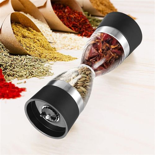 Spice Grinder Salt or Pepper Grinder - Manual 2 in 1 Kitchen Pepper Grinder Hourglass Shape Dual Salt Pepper Mill Spice Grinder Pepper Shaker Salt and Pepper Shakers