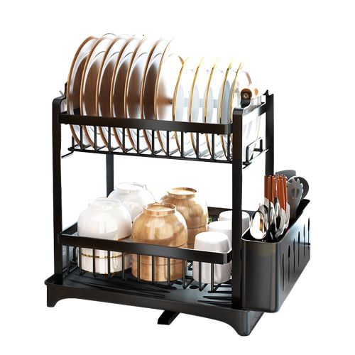 Dish Drying Rack 3-Tier Dish Racks with Detachable Drainboard Chopstick Rack Bowl Holder Storage Rack for Kitchen Counter