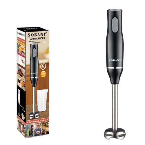 Sokany  4-in-1, 2 Speeds Handheld Immersion Hand Blender Set with Mixing Beaker Chopper Whisk for Smoothies Baby Food Soups