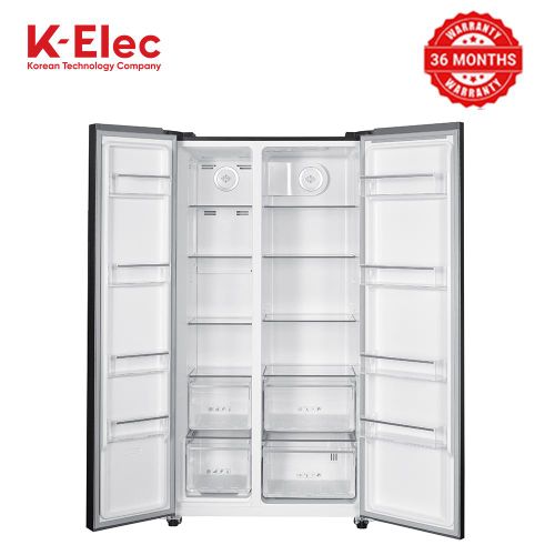 K-Elec 532 Litres Side-By-Side Total No Frost Fridge Refrigerator With Ice Cube Tray - Black | Model KR86-SS-NFS-KBI | 36 Months Warranty + Free Fridge Guard