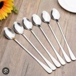 6Pcs stainless steel coffee soup tea dinner long tea spoon smooth tableware with long handle