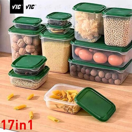 VIC 17Pcs/Set Preservation Box Plastic Lunch Box Refrigerator Packsaging Microwave