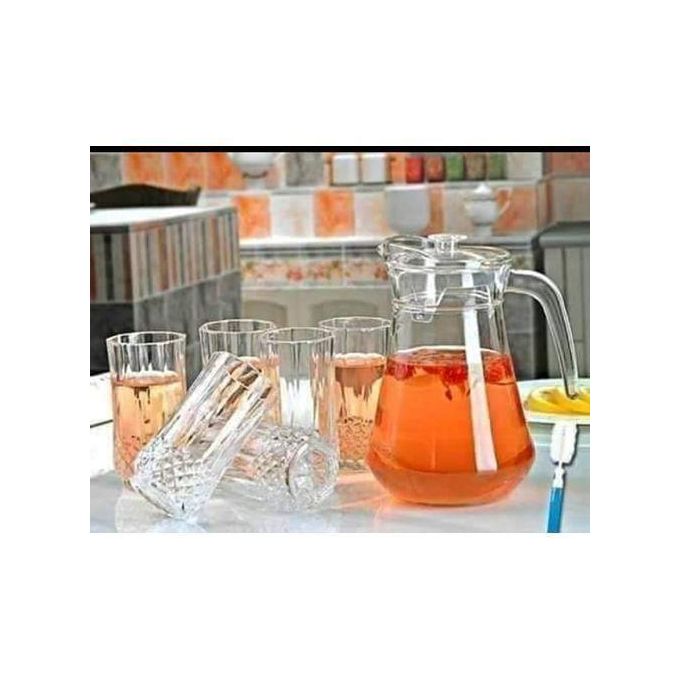 6pcs Quality Transparent Water/Juice Drinking Glasses and Free Glass Jar