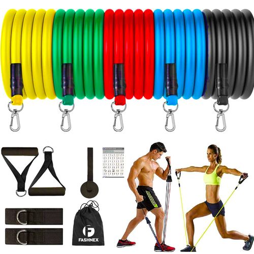 11 Pcs Set Latex Resistance Band Exercise Band Toning Tube