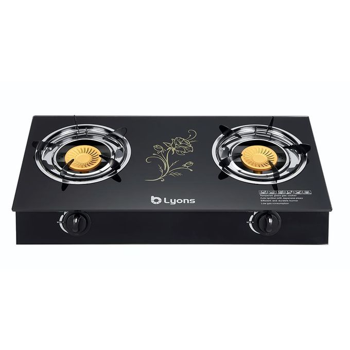 Lyons GK-021, 2 Burner Glass Top &amp; Infrared Double Burner (1YR WRTY)